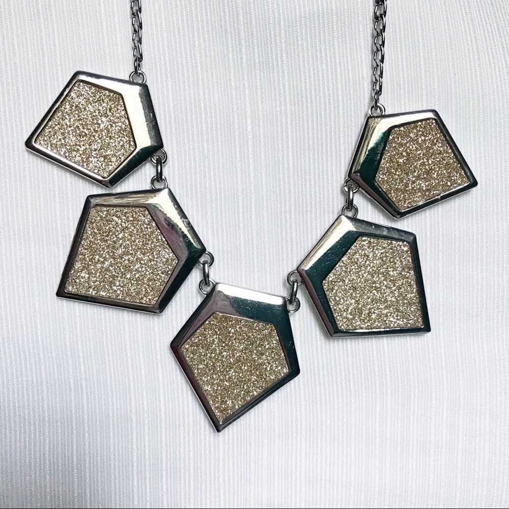 Express Glam Statement Necklace w/ Pentagon shapes